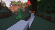 Snow golems throw snowballs to attack hostile mobs (Image via Mojang Studios)